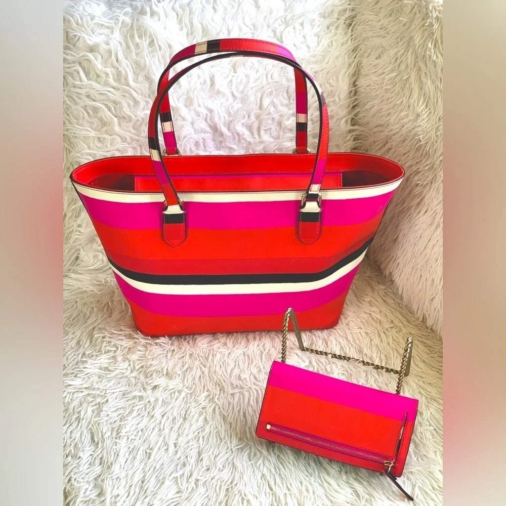 🌺♠️ KATE SPADE Multi ZIP TOTE & Matching 12 Cardholder & ID WALLET.